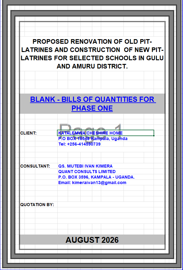 Blank Bill of Quantities